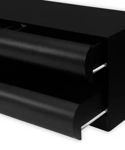 Meuble tv 8 tiroirs arrondis Mezade Bois Noir