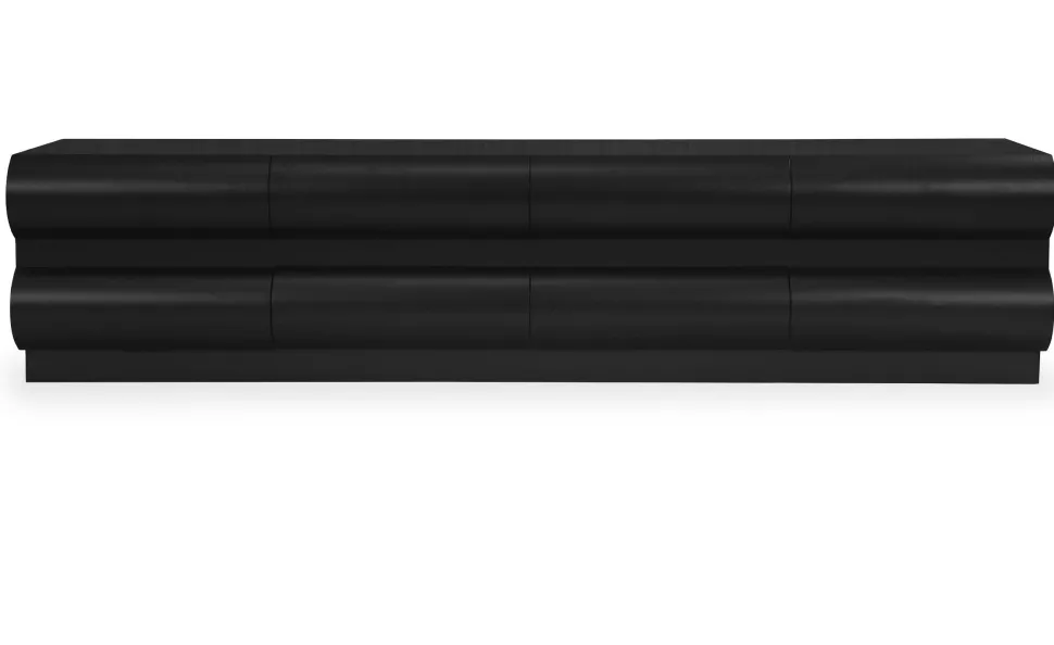 Meuble tv 8 tiroirs arrondis Mezade Bois Noir