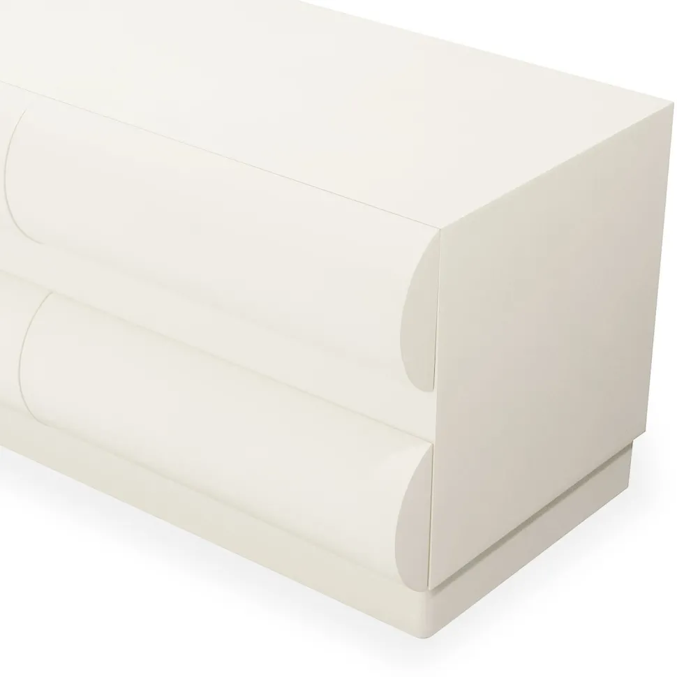 Meuble tv 8 tiroirs arrondis Mezade L180cm Crème