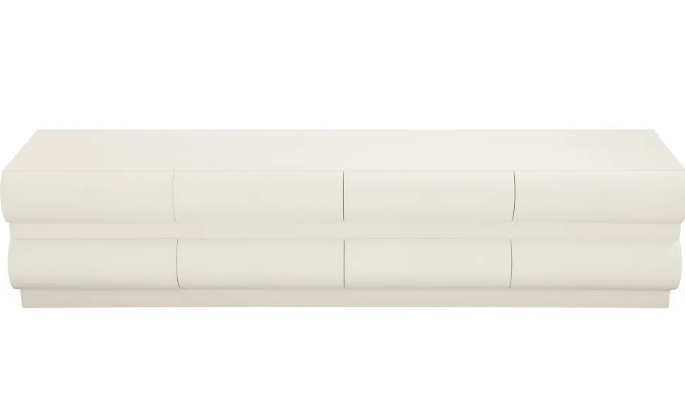 Meuble tv 8 tiroirs arrondis Mezade L180cm Crème