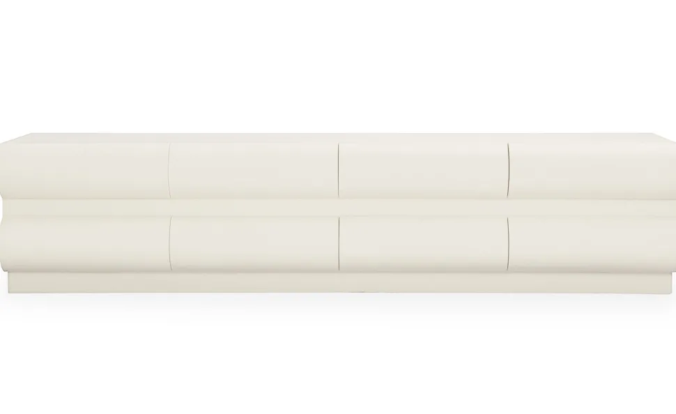 Meuble tv 8 tiroirs arrondis Mezade L180cm Crème
