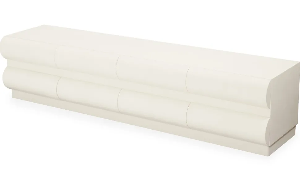 Meuble tv 8 tiroirs arrondis Mezade L180cm Crème