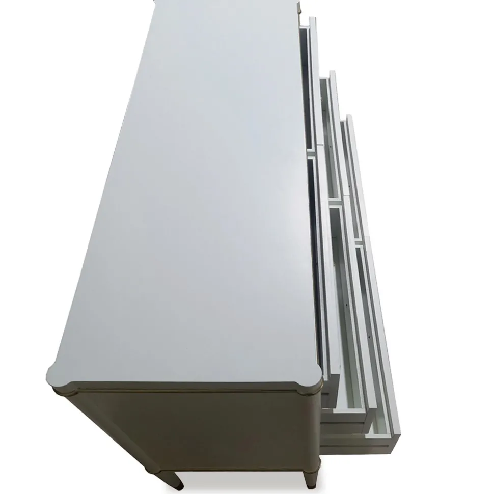 Meuble TV élégant 4 tiroirs Optimus Beige clair et Or