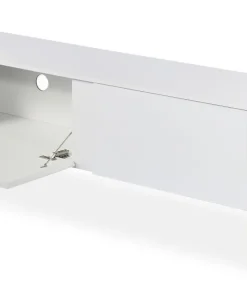Meuble TV moderne avec 2 portes Valmain L180cm Blanc et Métal Or
