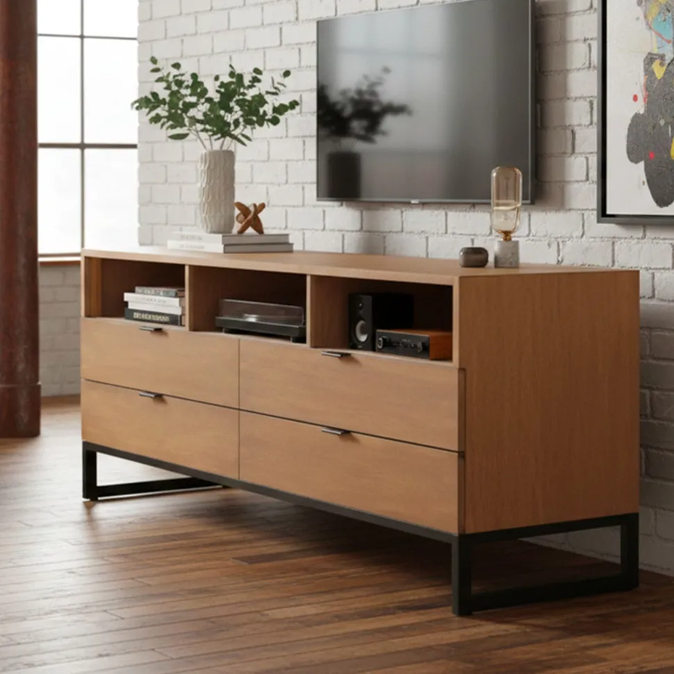 Meuble TV Panara L150cm Bois d'acacia patiné