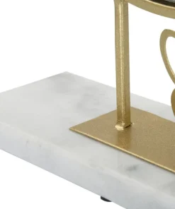 Miroir de table rond cadre métal doré base marbre blanc papillon métal