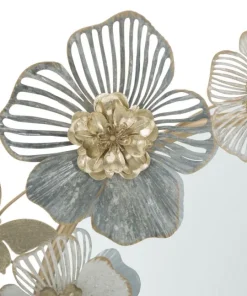 Miroir mural Amy métal doré décor floral pastel