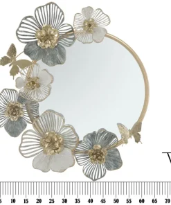 Miroir mural Amy métal doré décor floral pastel