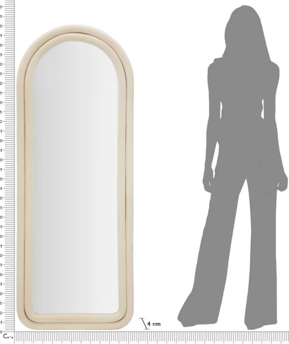 Miroir mural arche Cloe cadre Bois recouvert de Velours Crème