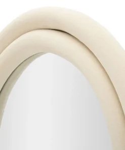 Miroir mural arche Cloe cadre Bois recouvert de Velours Crème