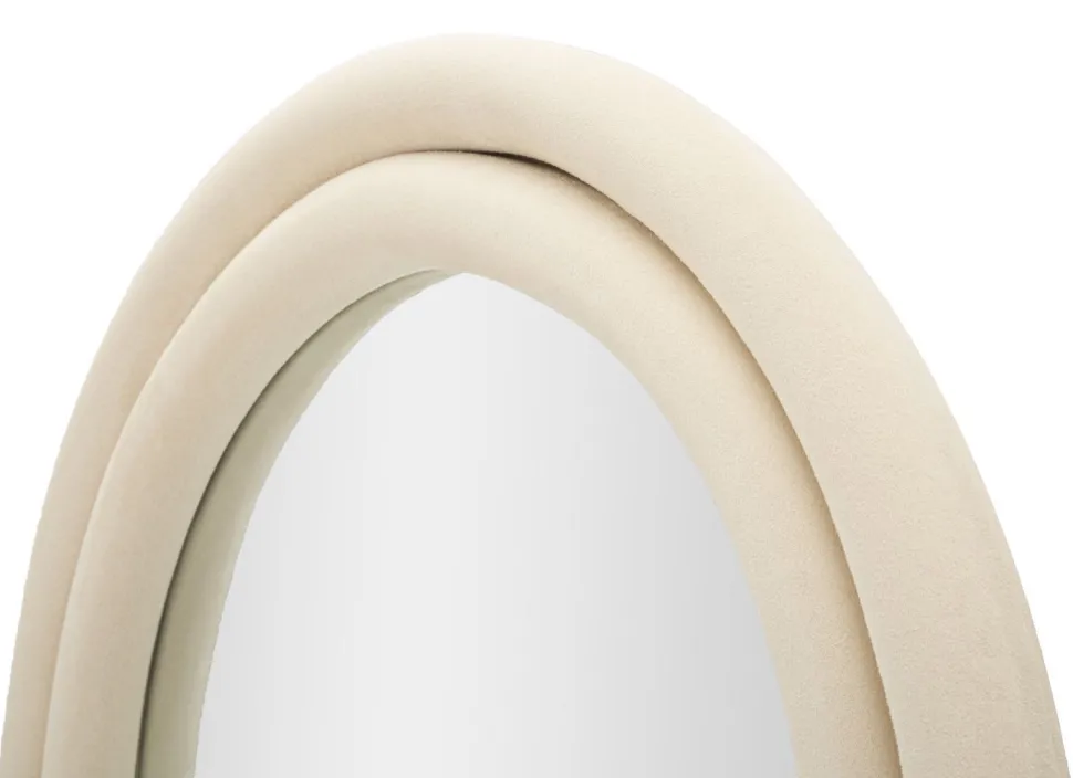 Miroir mural arche Cloe cadre Bois recouvert de Velours Crème