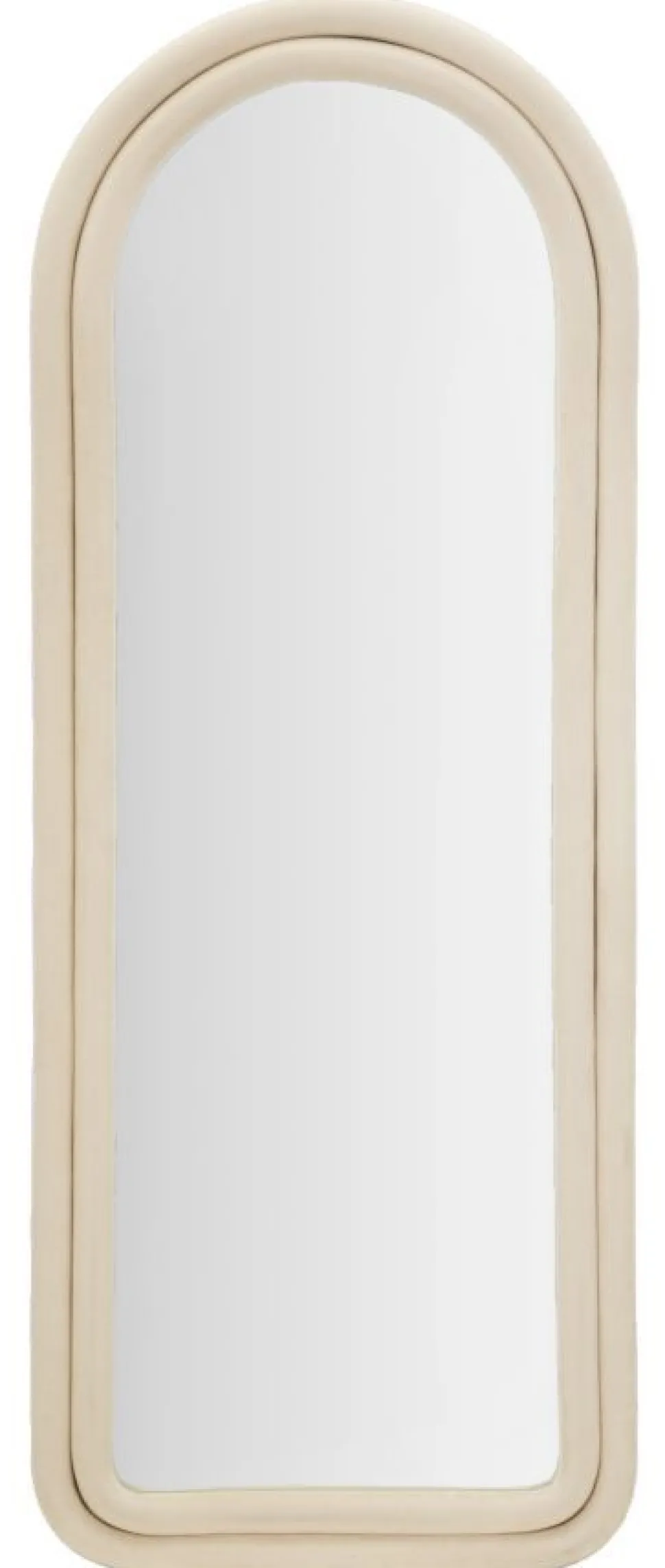 Miroir mural arche Cloe cadre Bois recouvert de Velours Crème