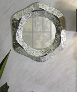 Miroir mural arrondi Aury Métal Argenté Verre