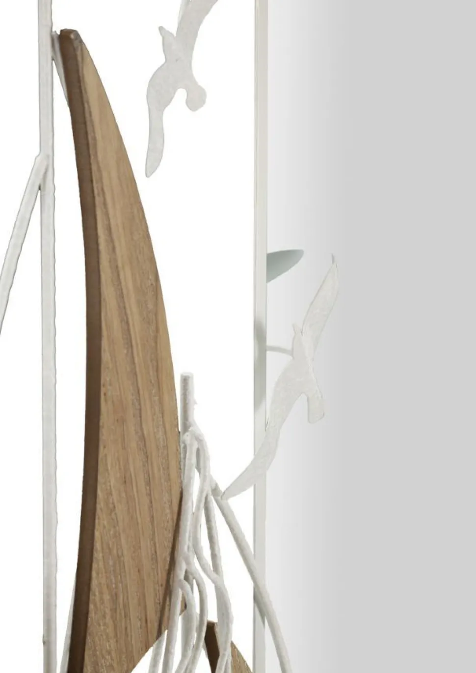 Miroir mural cadre métal Blanc inserts en bois marron