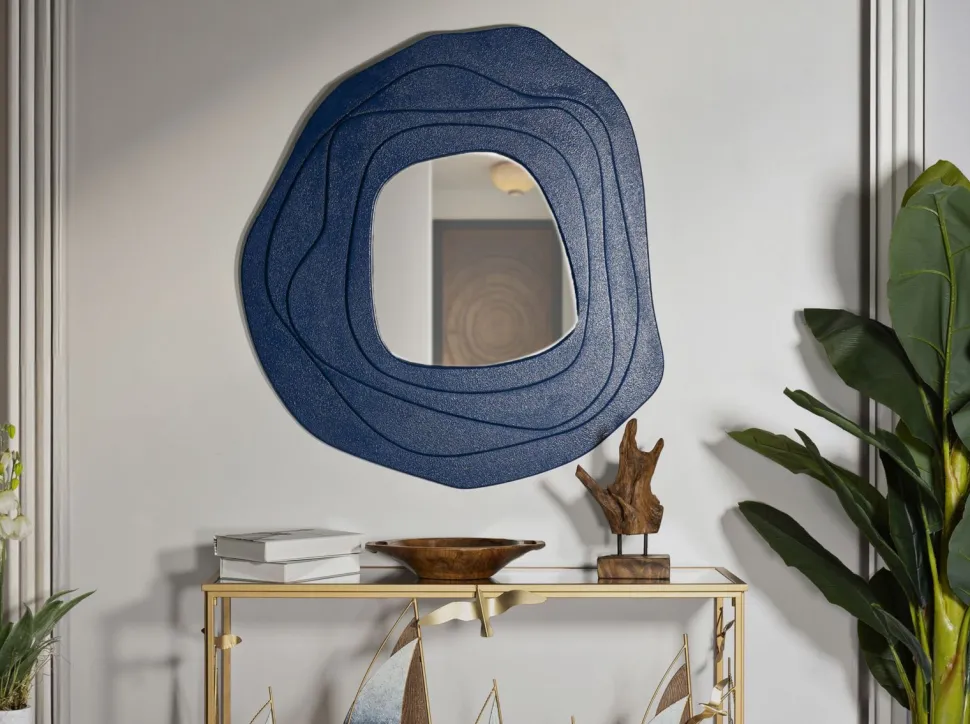 Miroir mural Dalia bleu M.D.F. et verre réfléchissant