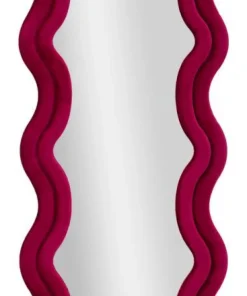 Miroir mural Emily Velours Fuchsia cadre ondulé