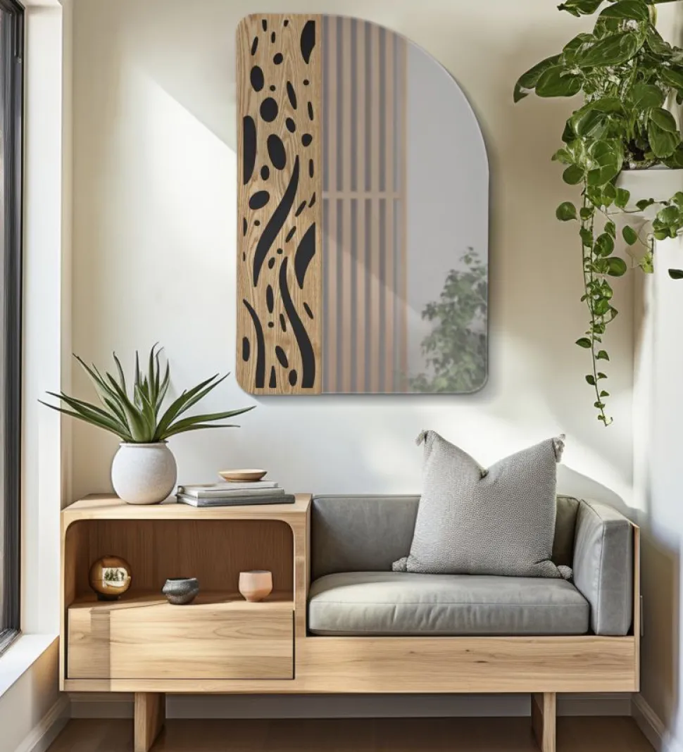 Miroir mural formes douces M.D.F multicolore