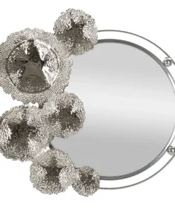 Miroir mural Kandi en métal argenté décor floral
