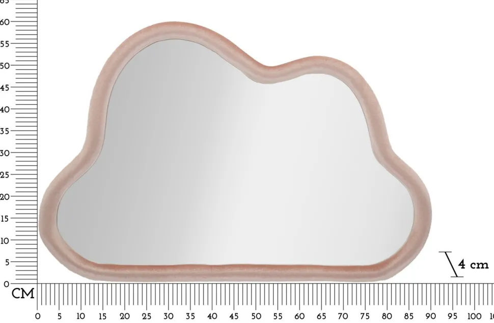 Miroir mural nuage en bois recouvert de tissu polyester rose