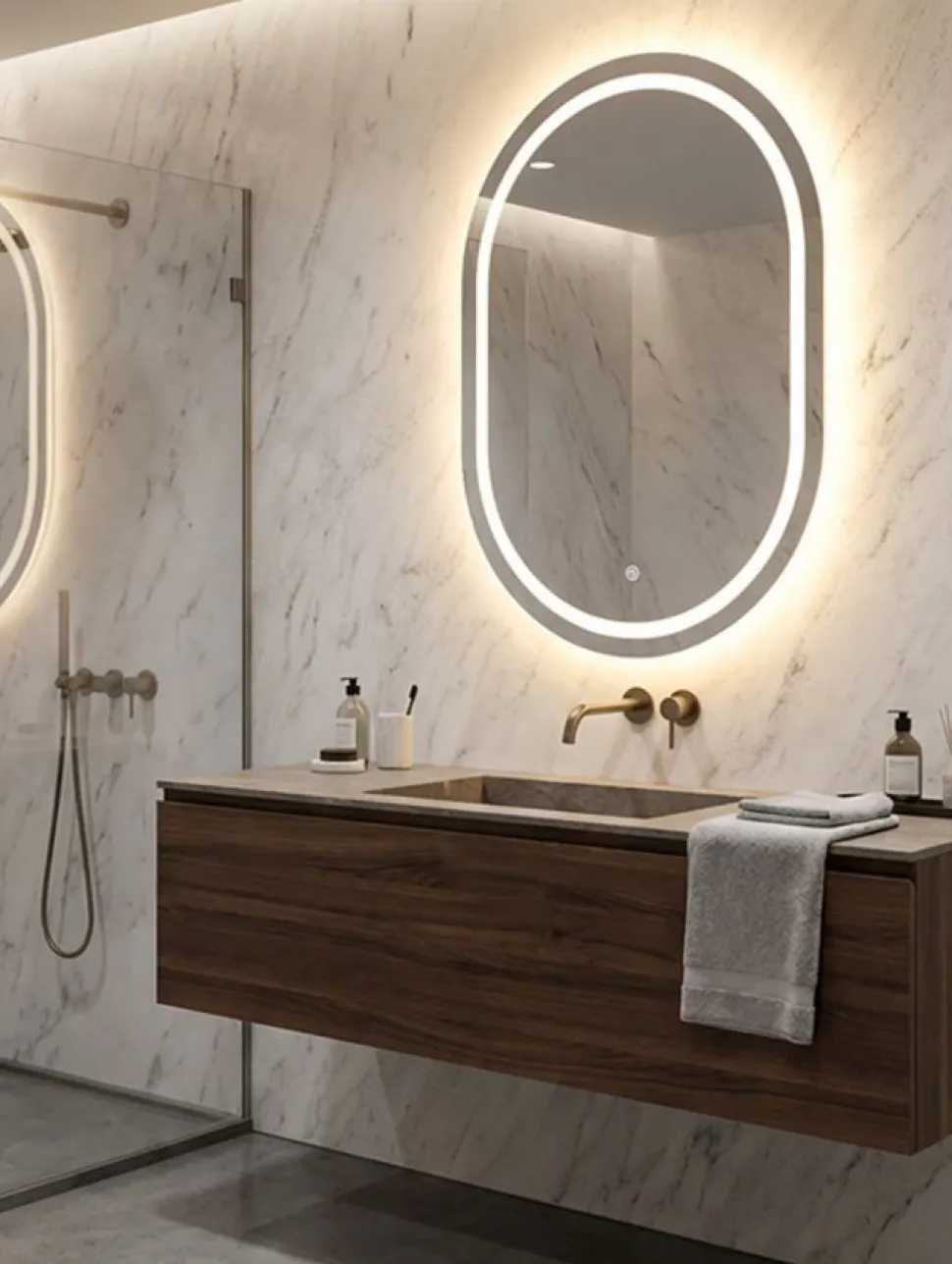 Miroir mural ovale LED 60x80 cm