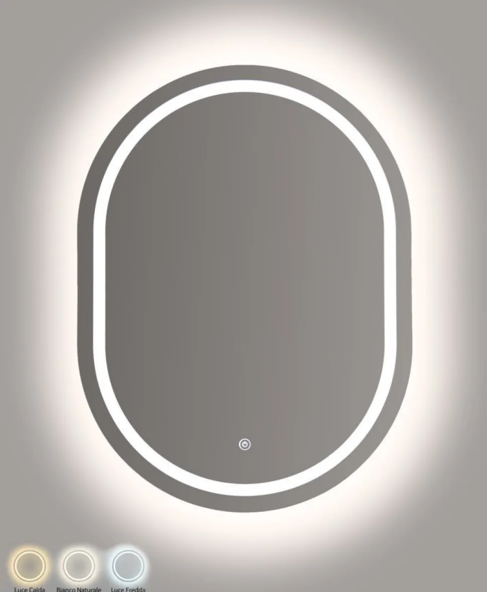 Miroir mural ovale LED 60x80 cm
