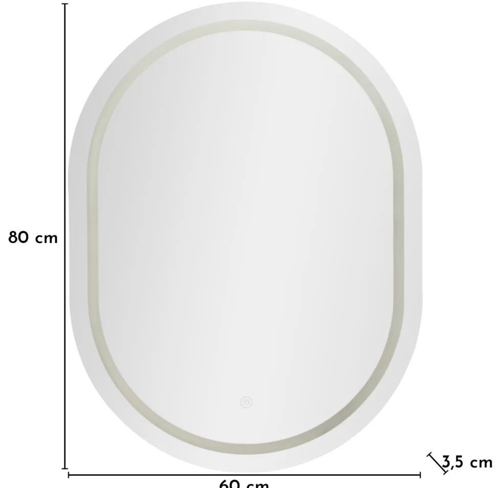 Miroir mural ovale LED 60x80 cm