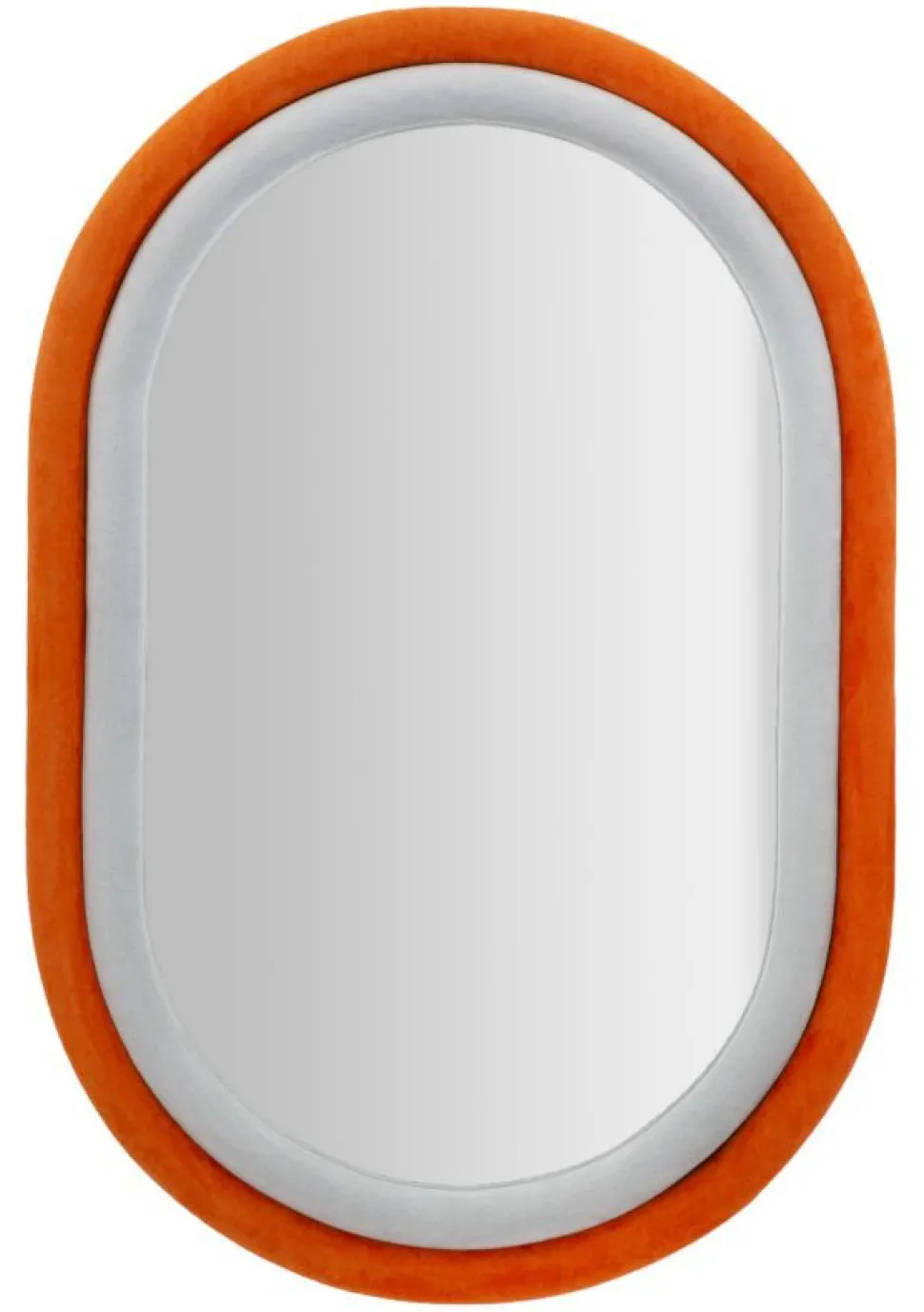 Miroir mural ovale tissu Orange et cadre bois