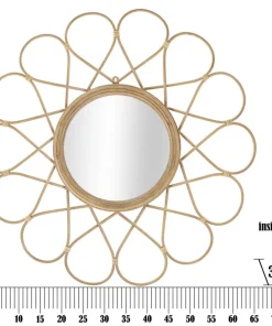 Miroir mural rond Almeria Rotin marron verre fer