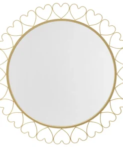Miroir mural rond avec cadre en métal doré et verre