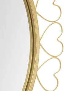 Miroir mural rond avec cadre en métal doré et verre