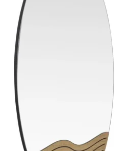 Miroir mural rond M.D.F et verre naturel décor en bois