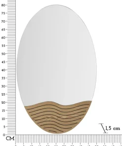 Miroir mural rond M.D.F et verre naturel décor en bois