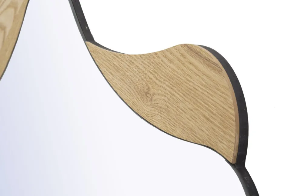 Miroir mural étoile M.D.F et verre bois naturel