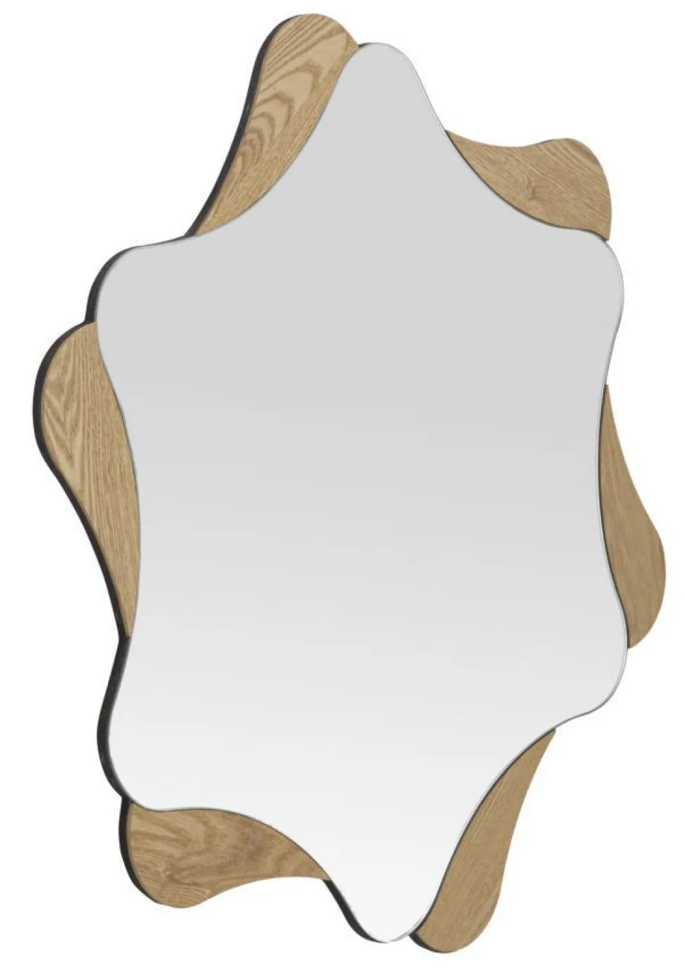 Miroir mural étoile M.D.F et verre bois naturel