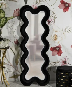 Miroir mural vertical Monica noir finition ondulée