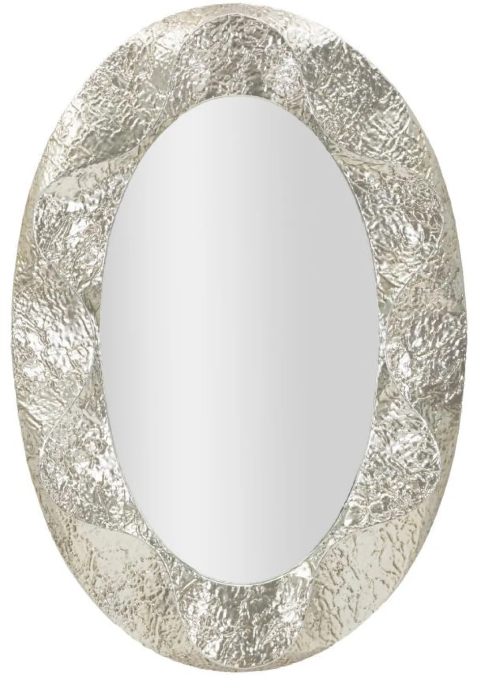 Miroir ovale argent martelé
