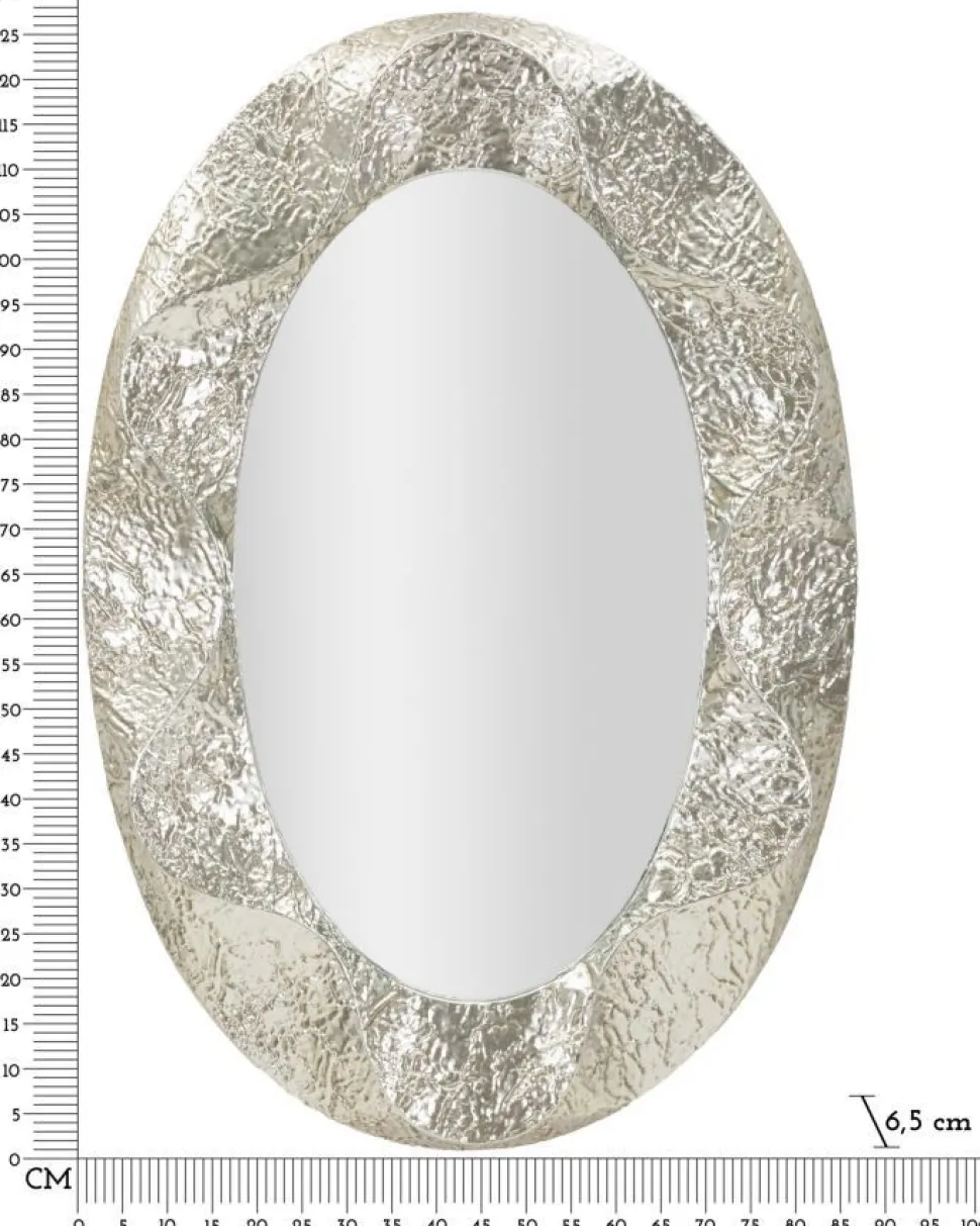 Miroir ovale argent martelé