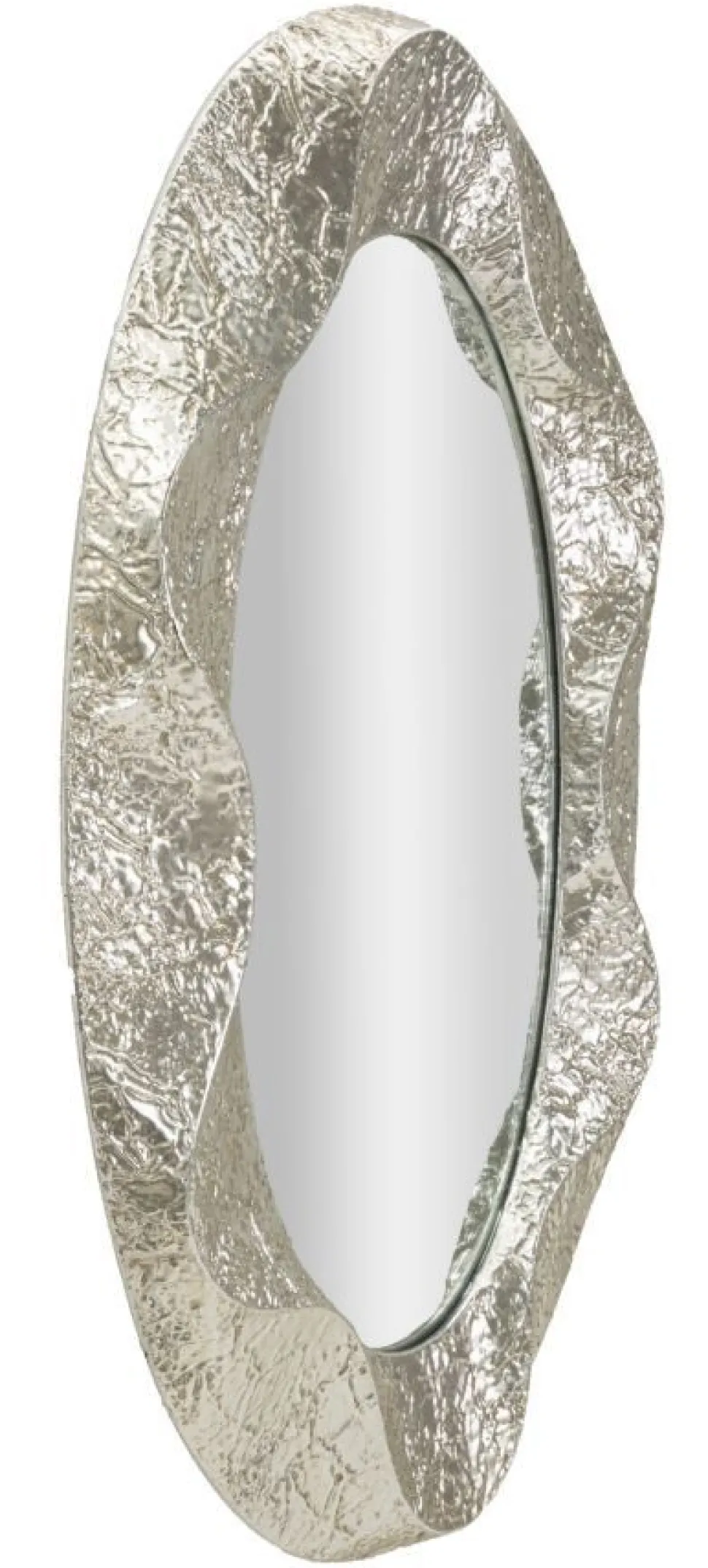 Miroir ovale argent martelé