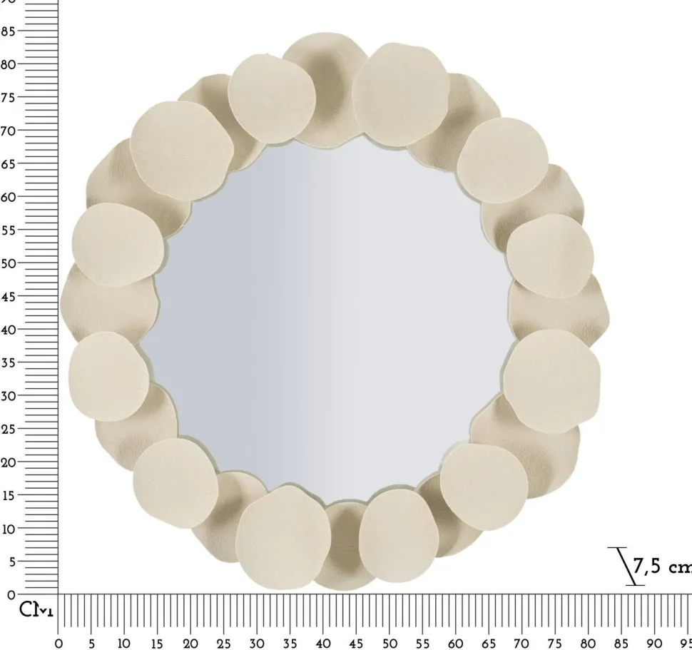Miroir rond Dune cadre effet pierre beige