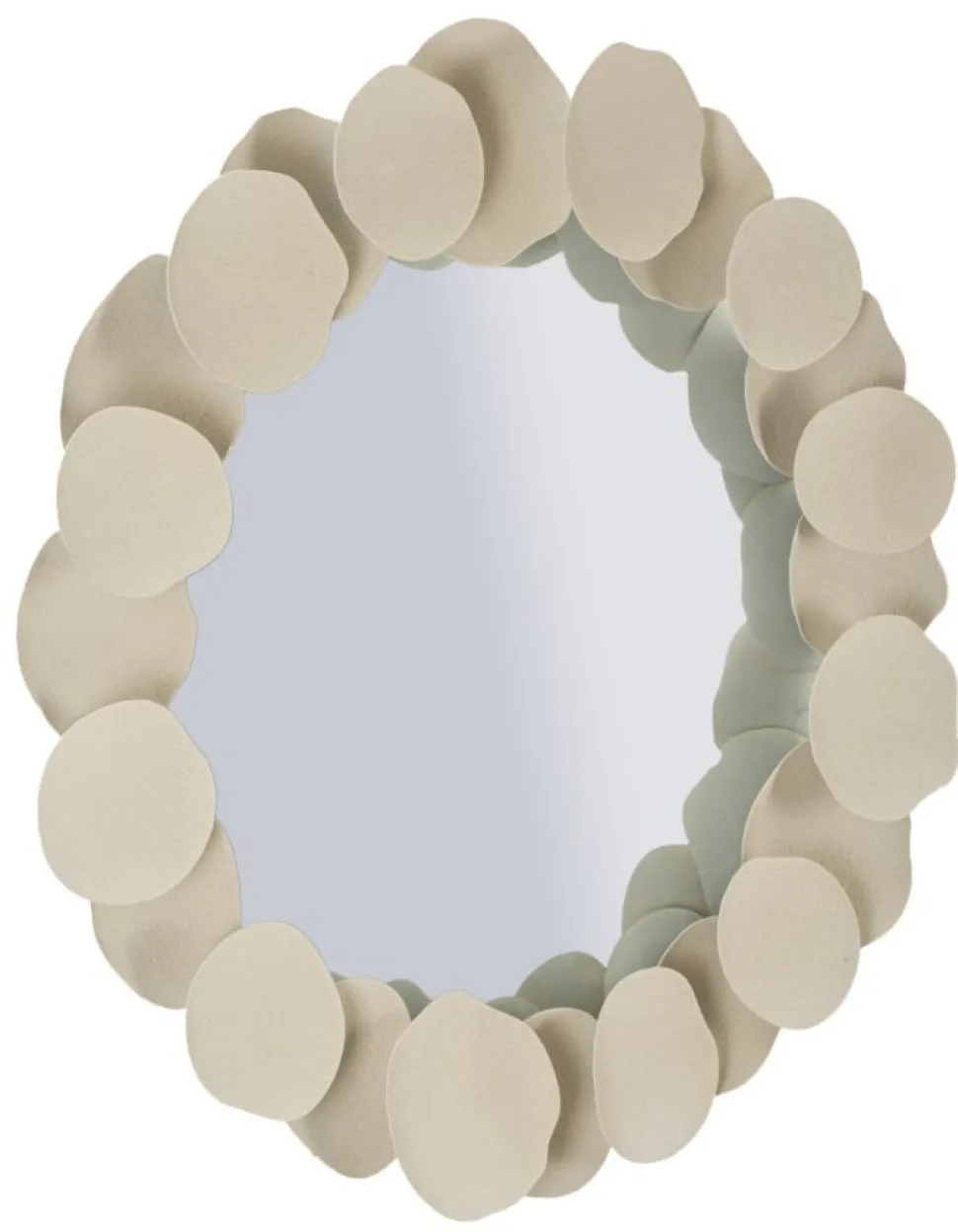 Miroir rond Dune cadre effet pierre beige
