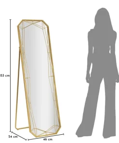 Miroir sur pied Gold design géométrique
