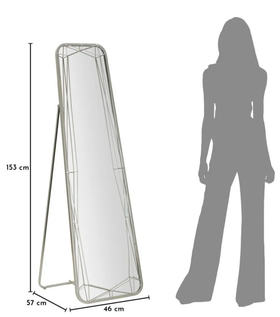 Miroir sur pied géométrique Argenté