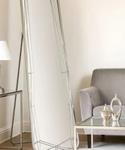 Miroir sur pied géométrique Argenté