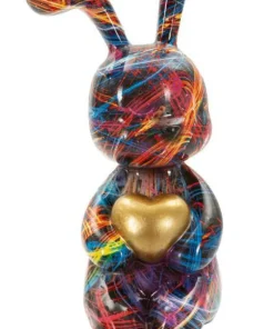 Objet Décoratif Lapin Psychédélique Couleurs Vives