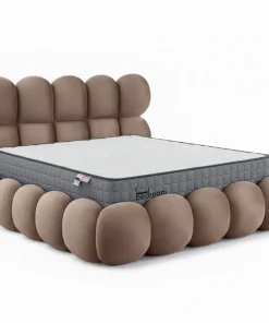 Pack Lit-coffre design boule Bilbola + Matelas Bedream 140x190cm Velours Taupe