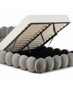 Pack Lit-coffre design boule Bilbola + Matelas Bedream 160x200cm Velours Gris