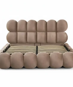 Pack Lit-coffre design boule Bilbola + Matelas Bedream 160x200cm Velours Taupe