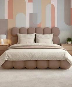 Pack Lit-coffre design boule Bilbola + Matelas Bedream 180x200cm Velours Taupe