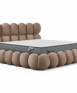 Pack Lit-coffre design boule Bilbola + Matelas Bedream 180x200cm Velours Taupe