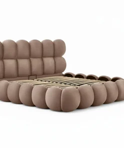 Pack Lit-coffre design boule Bilbola + Matelas Bedream 180x200cm Velours Taupe